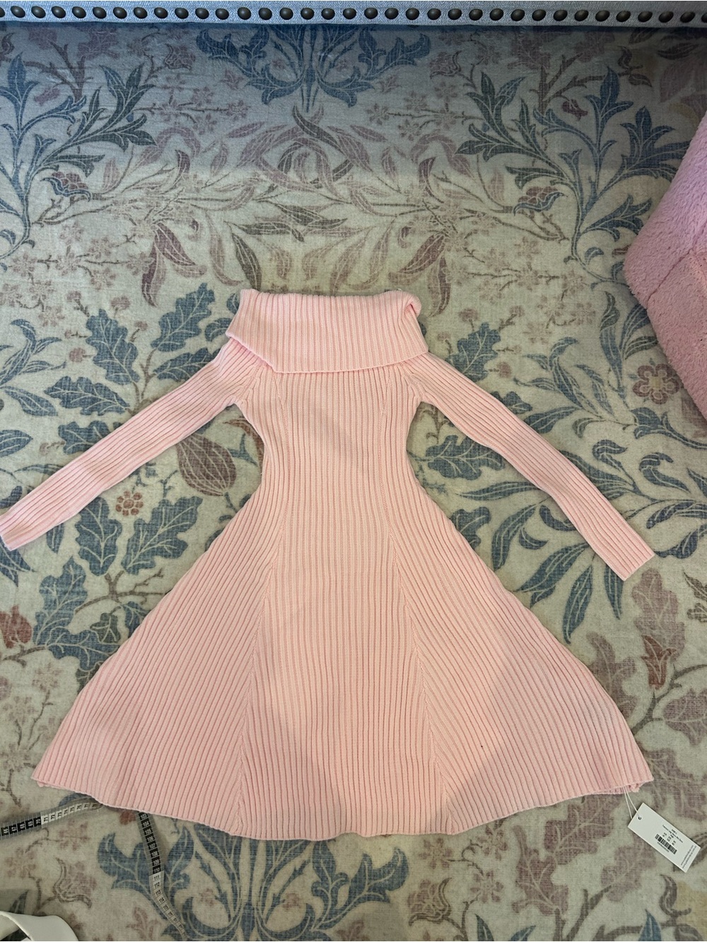 Pedal + Pup Pink Ribbed Off the Shoulder Knit Dress